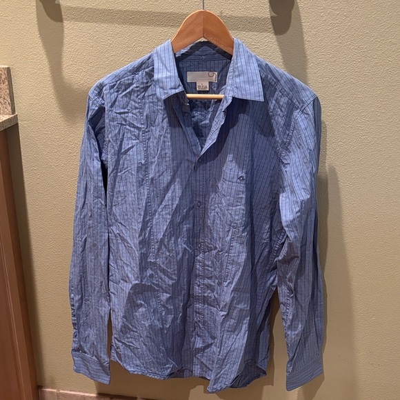 Men's Blue Striped button down Shirt - Picture 2 of 7